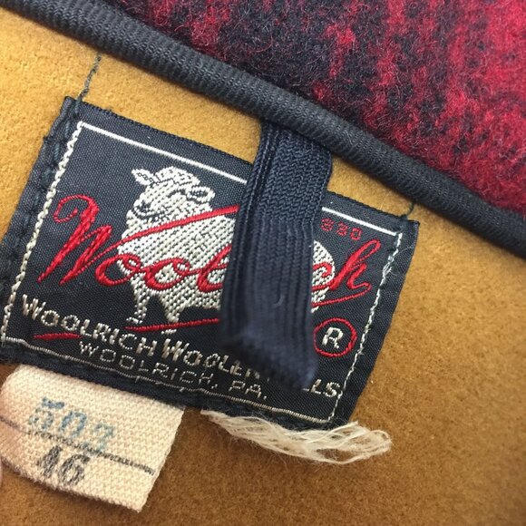 Vintage 1940s Mens Woolrich Mackinaw Red Black Plaid Jacket Hunting Wool Size 46 - Picture 13 of 15